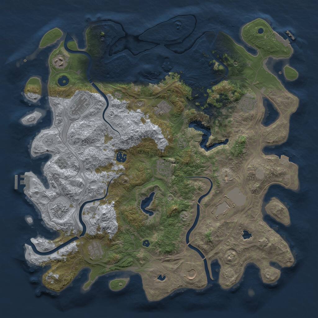 Rust Map: Procedural Map, Size: 4500, Seed: 1735580559, 17 Monuments