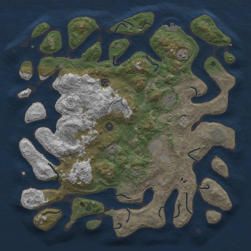 Rust Map: Procedural Map, Size: 4500, Seed: 1735580559, 16 Monuments