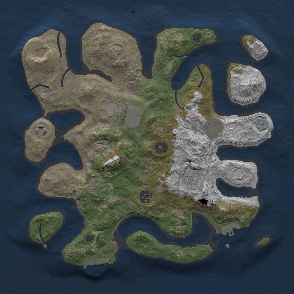 Rust Map: Procedural Map, Size: 3500, Seed: 75745654, 15 Monuments