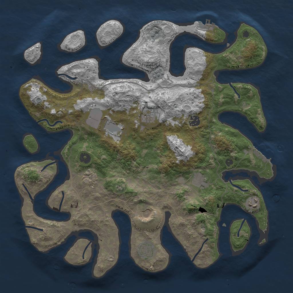 Rust Map: Procedural Map, Size: 4000, Seed: 2051315664, 17 Monuments