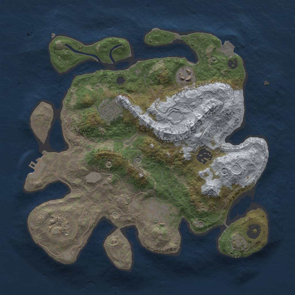 Rust Map: Procedural Map, Size: 3000, Seed: 1203863285, 11 Monuments