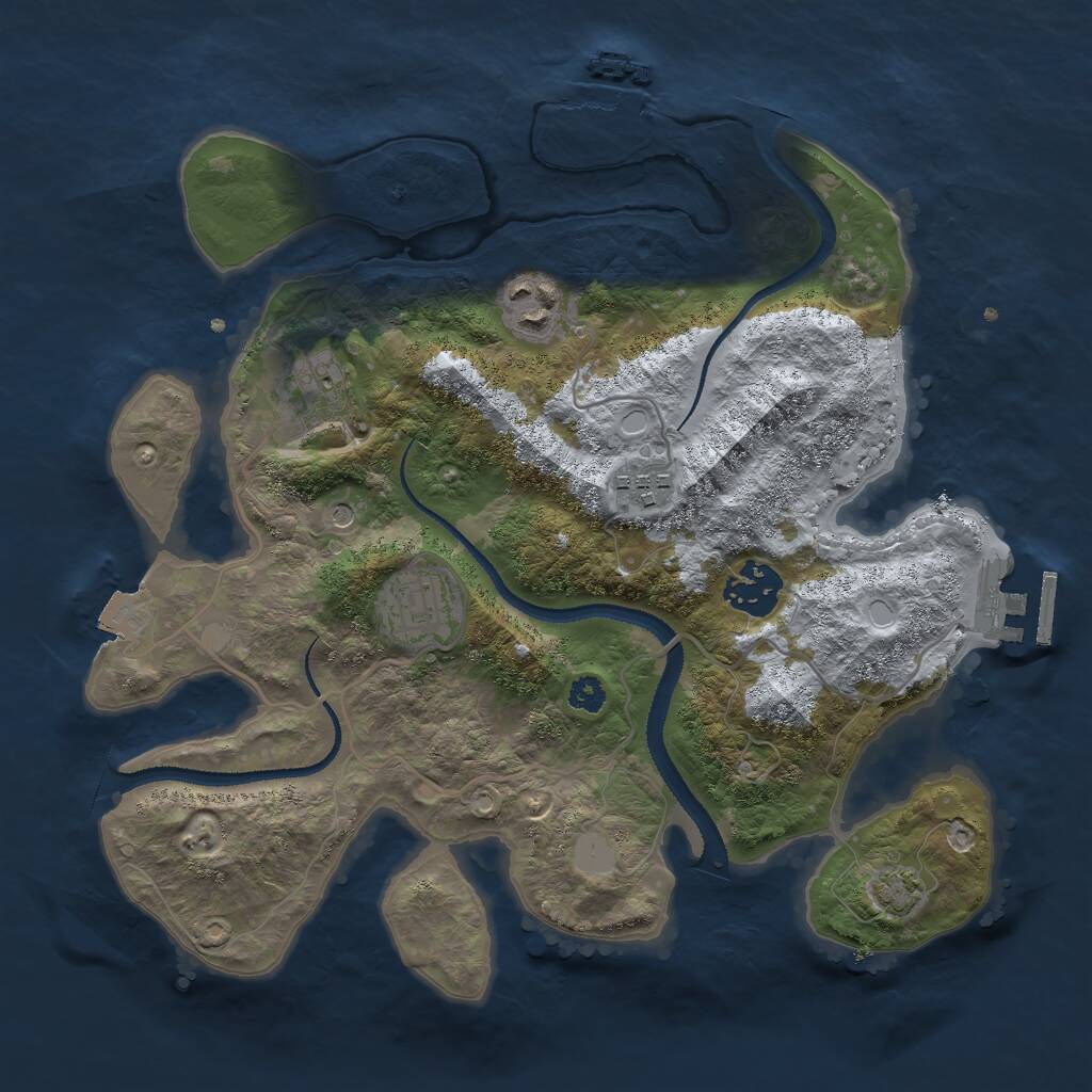 Rust Map: Procedural Map, Size: 3000, Seed: 1203863285, 10 Monuments