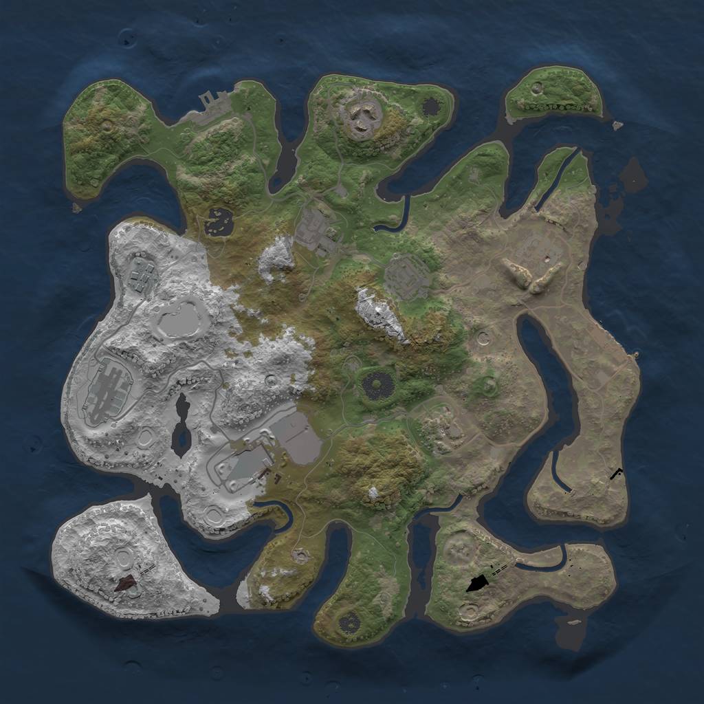 Rust Map: Procedural Map, Size: 3500, Seed: 1411776256, 17 Monuments