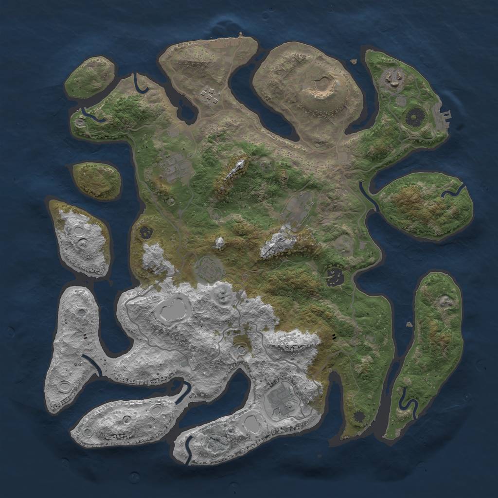 Rust Map: Procedural Map, Size: 4000, Seed: 417589540, 16 Monuments