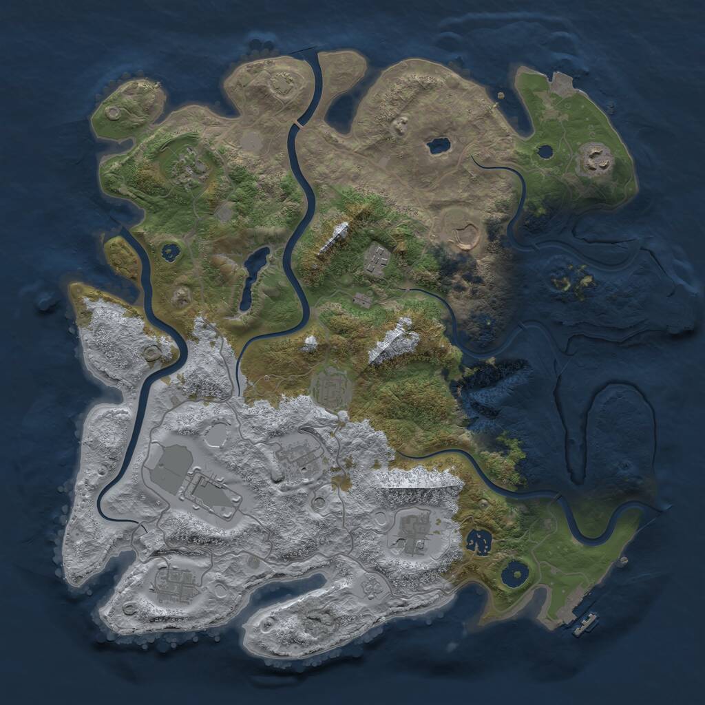 Rust Map: Procedural Map, Size: 4000, Seed: 417589540, 16 Monuments