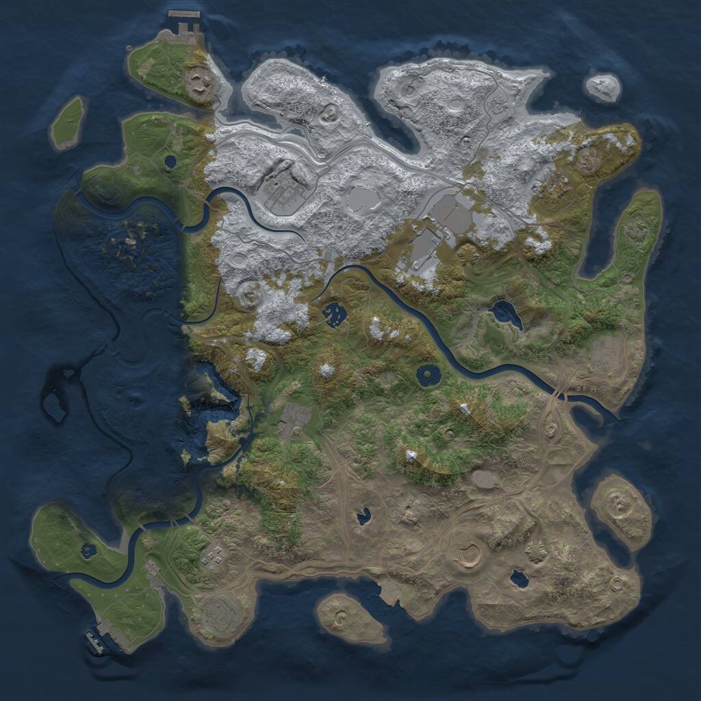 Rust Map: Procedural Map, Size: 4500, Seed: 1182645278, 16 Monuments