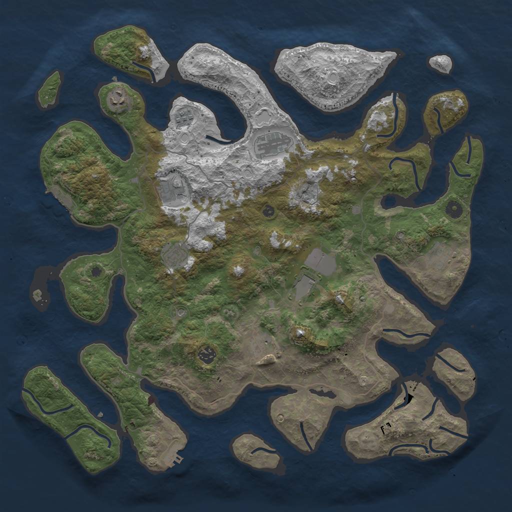 Rust Map: Procedural Map, Size: 4500, Seed: 1182645278, 17 Monuments