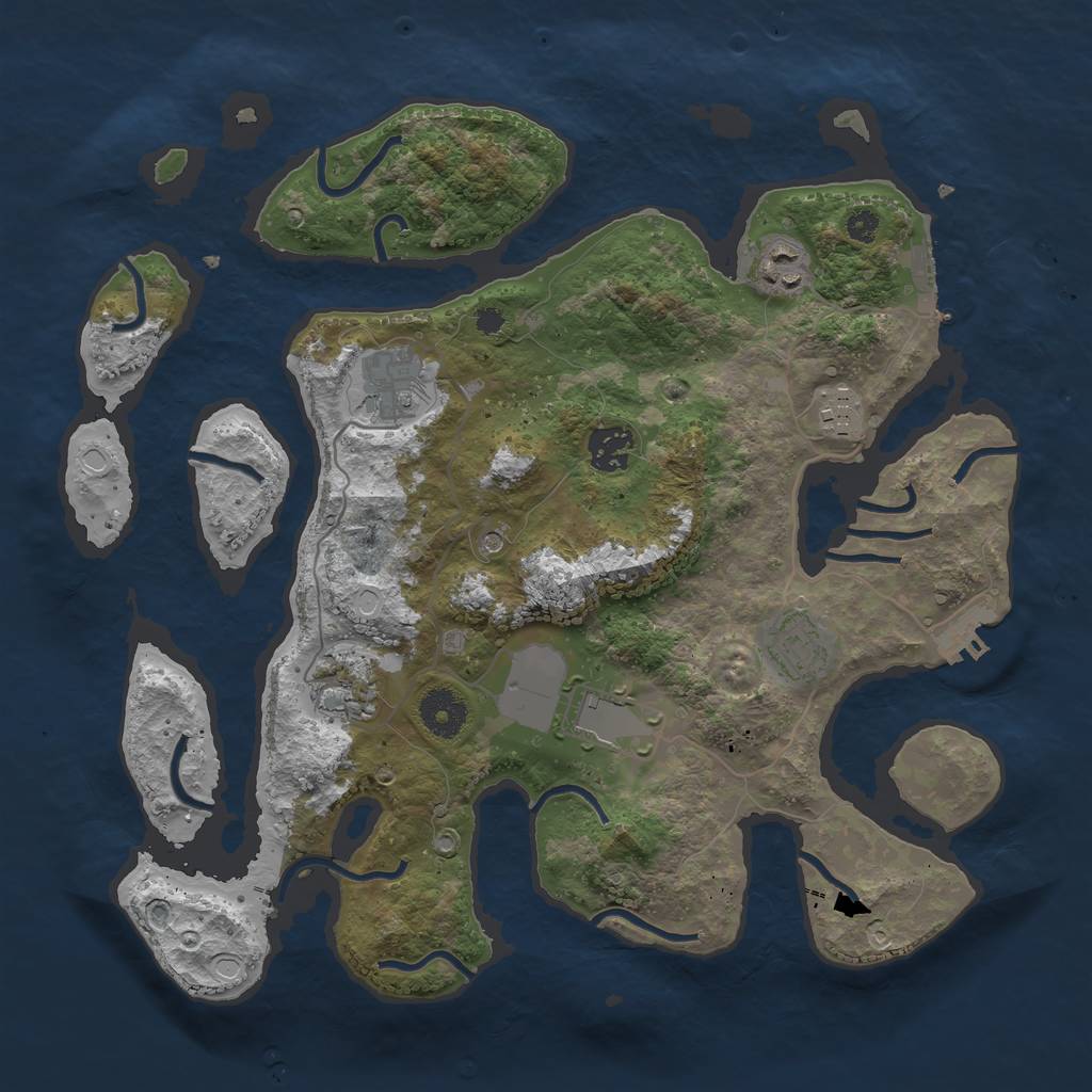 Rust Map: Procedural Map, Size: 3500, Seed: 852102942, 15 Monuments