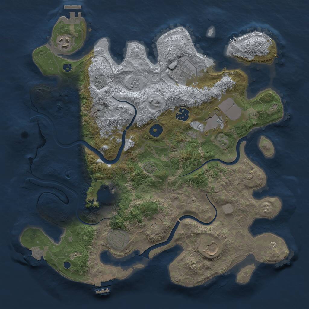 Rust Map: Procedural Map, Size: 3600, Seed: 203063735, 14 Monuments