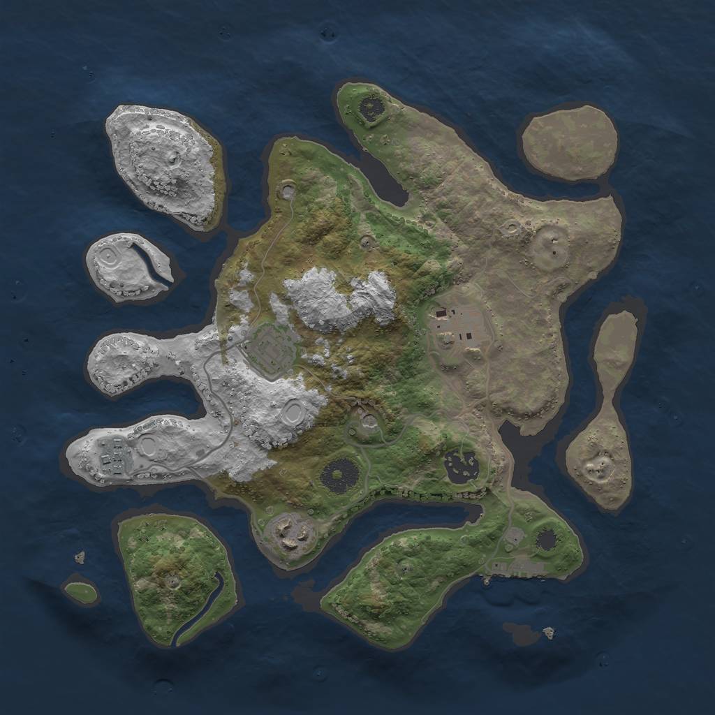 Rust Map: Procedural Map, Size: 3034, Seed: 13879, 12 Monuments