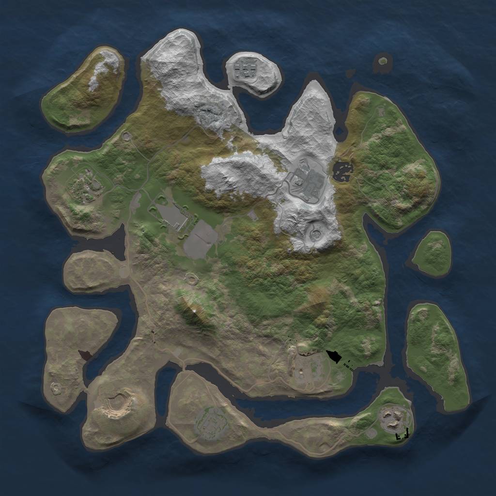 Rust Map: Barren, Size: 3500, Seed: 577331388, 12 Monuments