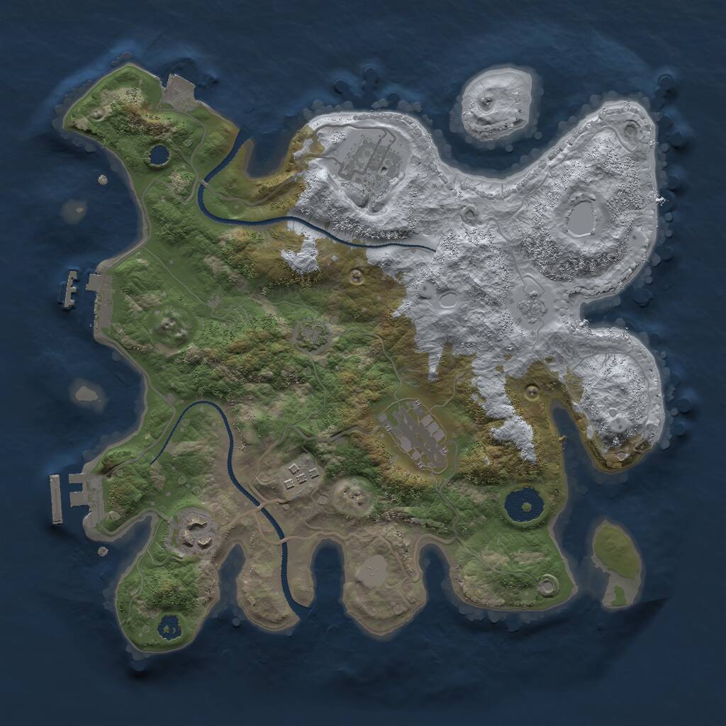 Rust Map: Procedural Map, Size: 3000, Seed: 48645, 9 Monuments