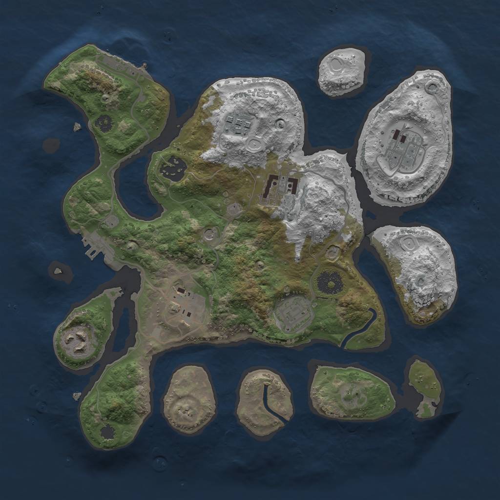 Rust Map: Procedural Map, Size: 3000, Seed: 48645, 15 Monuments