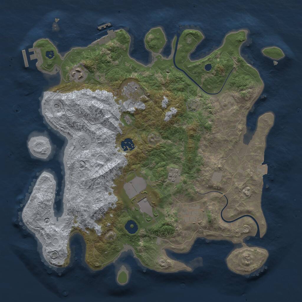 Rust Map: Procedural Map, Size: 3500, Seed: 444927842, 12 Monuments