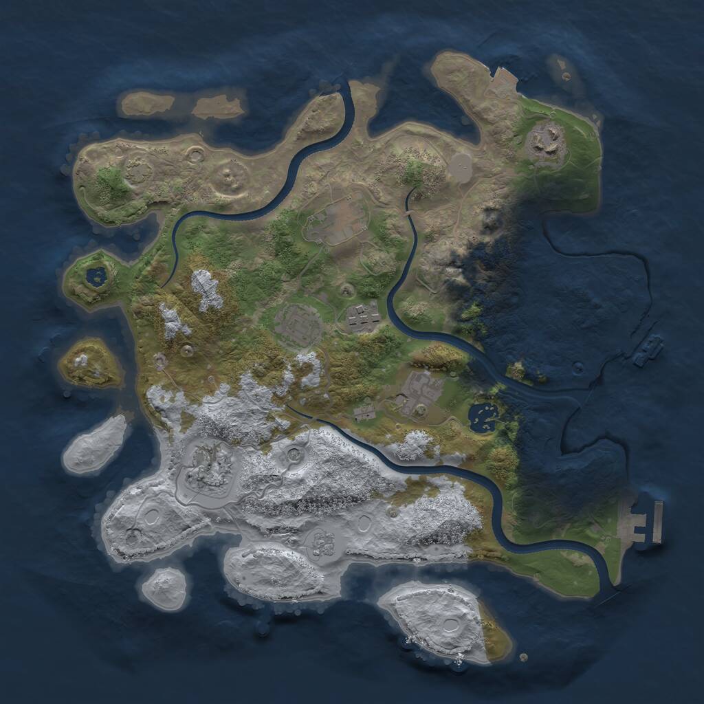 Rust Map: Procedural Map, Size: 3389, Seed: 3000, 13 Monuments