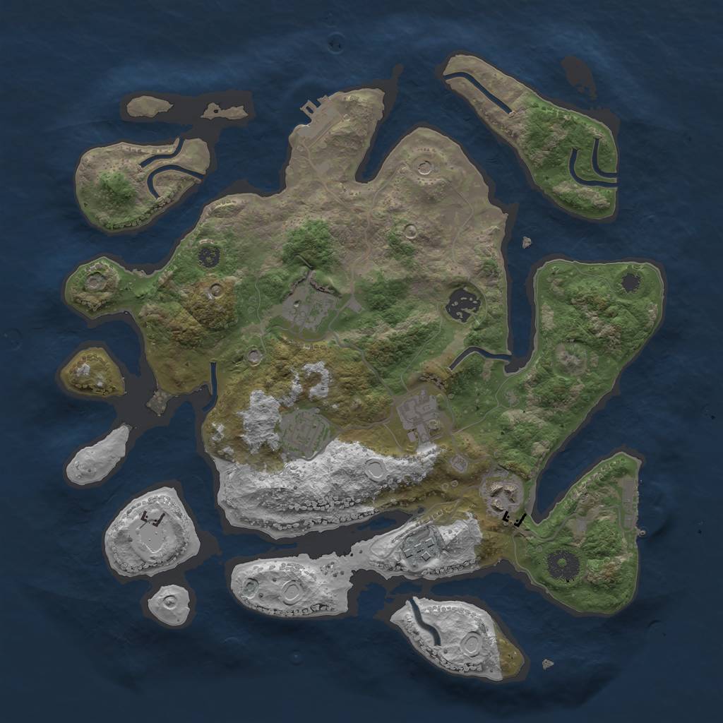 Rust Map: Procedural Map, Size: 3389, Seed: 3000, 14 Monuments