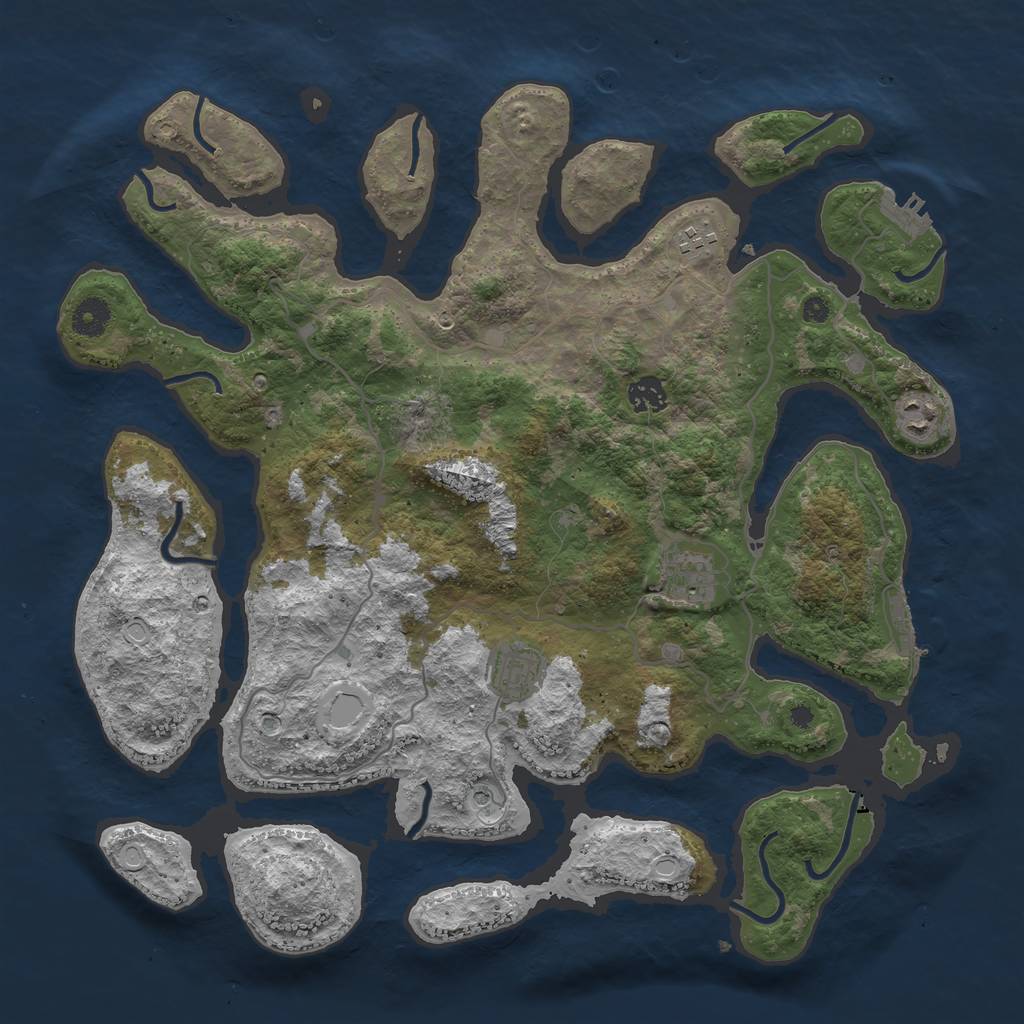 Rust Map: Procedural Map, Size: 4000, Seed: 1569669777, 13 Monuments