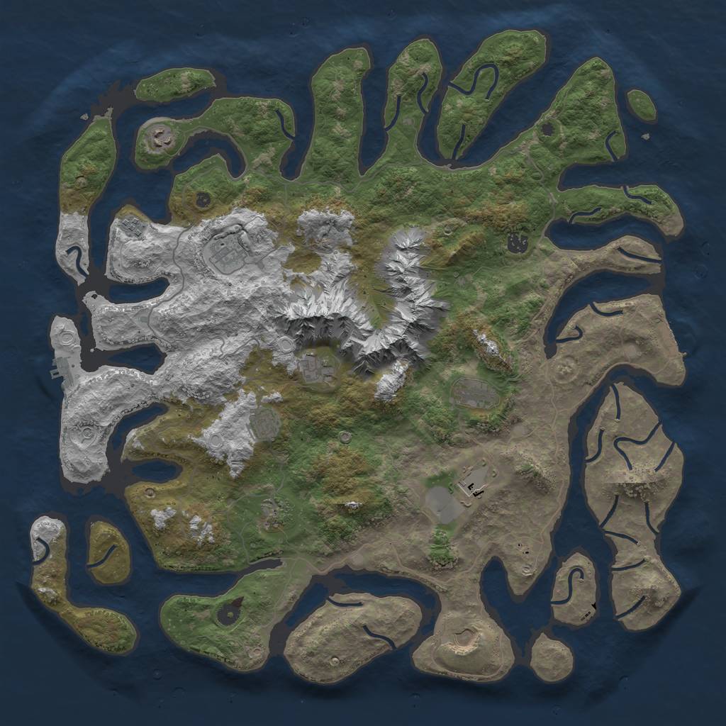 Rust Map: Procedural Map, Size: 5000, Seed: 665765603, 18 Monuments