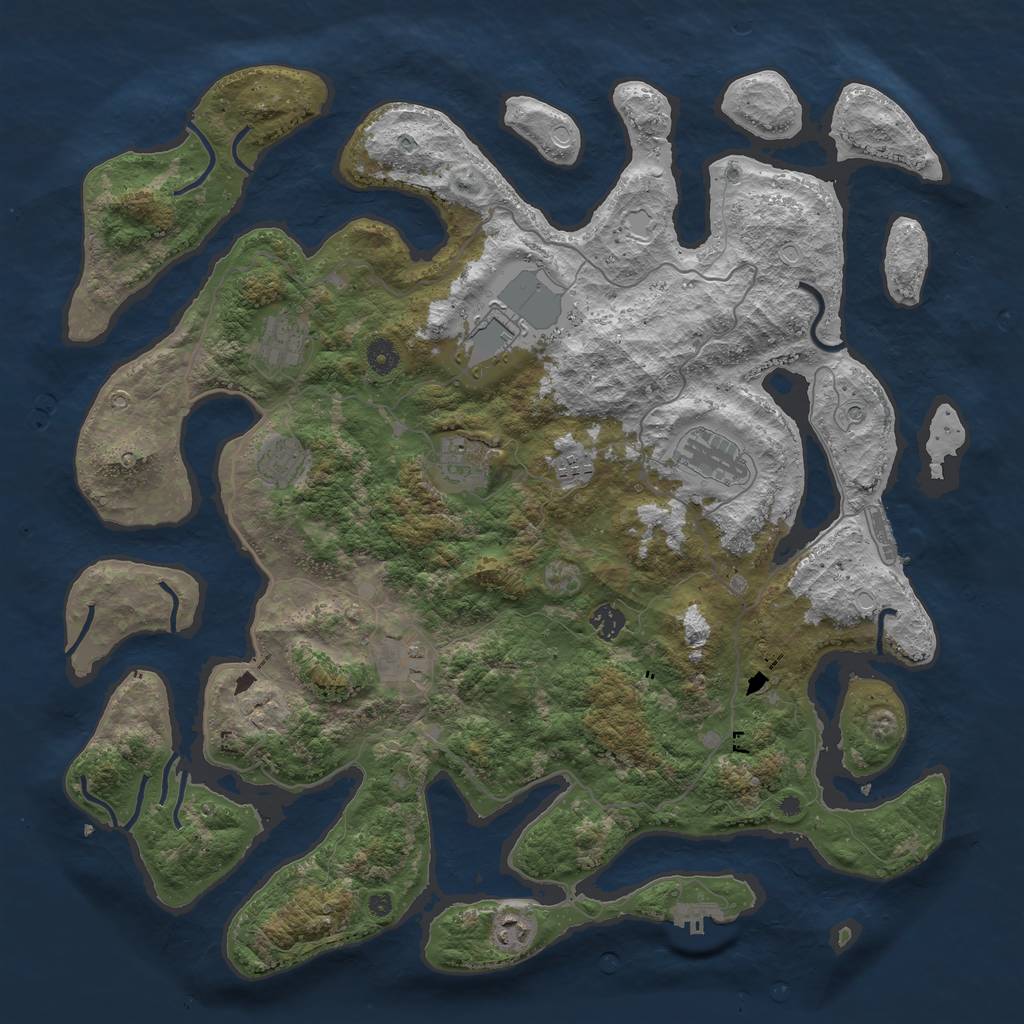 Rust Map: Procedural Map, Size: 4500, Seed: 447230527, 17 Monuments