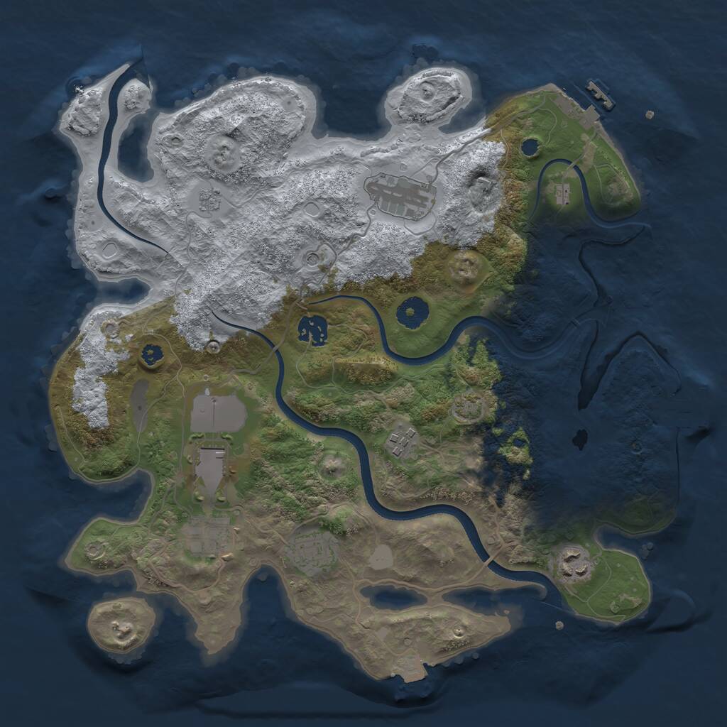 Rust Map: Procedural Map, Size: 3500, Seed: 394858578, 13 Monuments