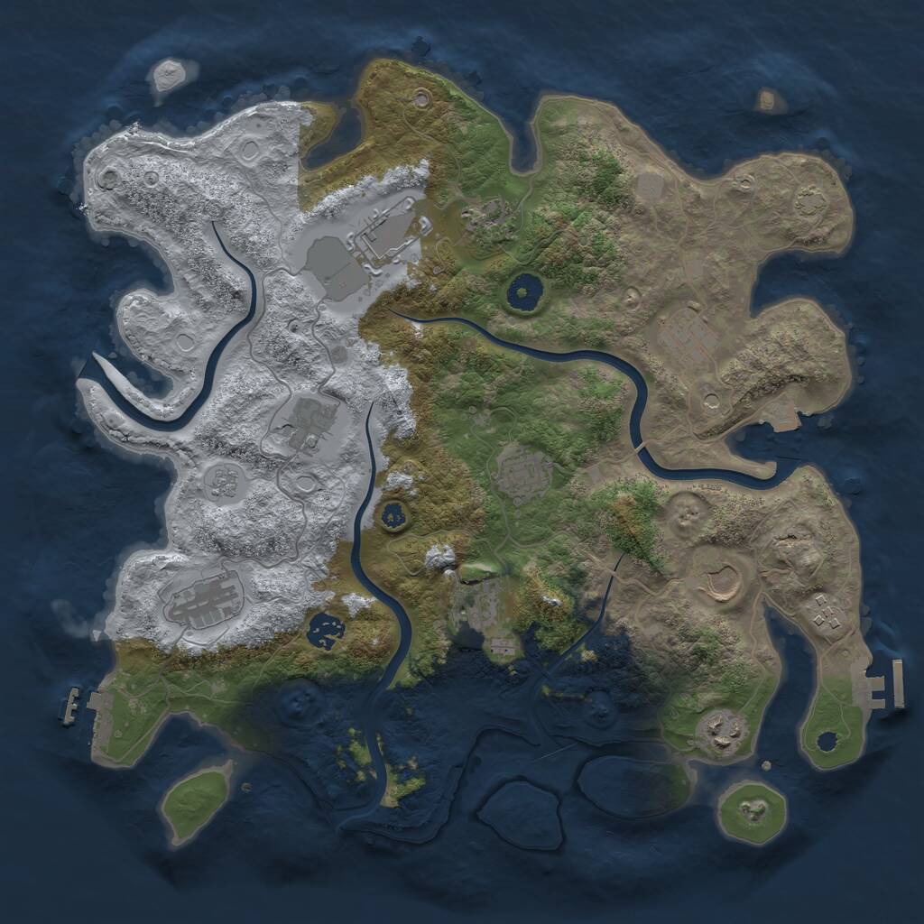 Rust Map: Procedural Map, Size: 3850, Seed: 1100726755, 17 Monuments