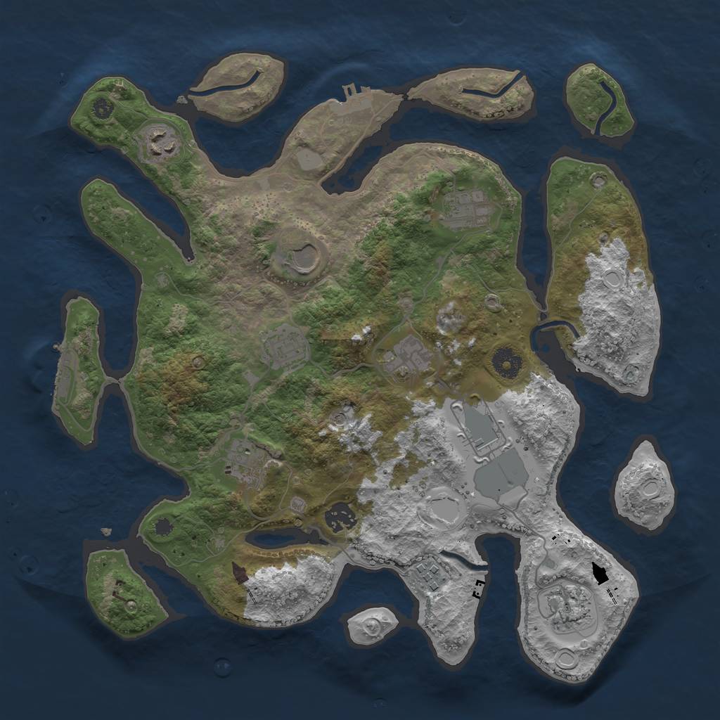 Rust Map: Procedural Map, Size: 3600, Seed: 472327711, 18 Monuments