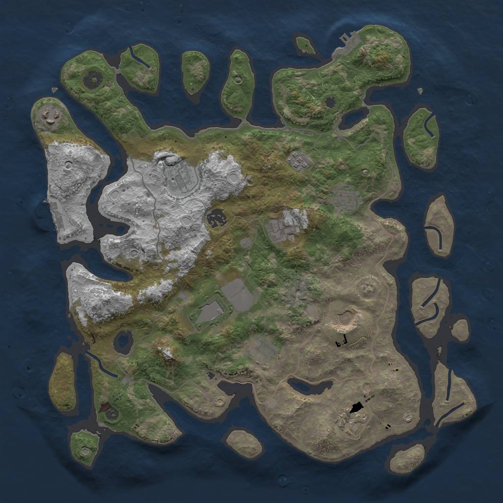 Rust Map: Procedural Map, Size: 4000, Seed: 46228567, 18 Monuments