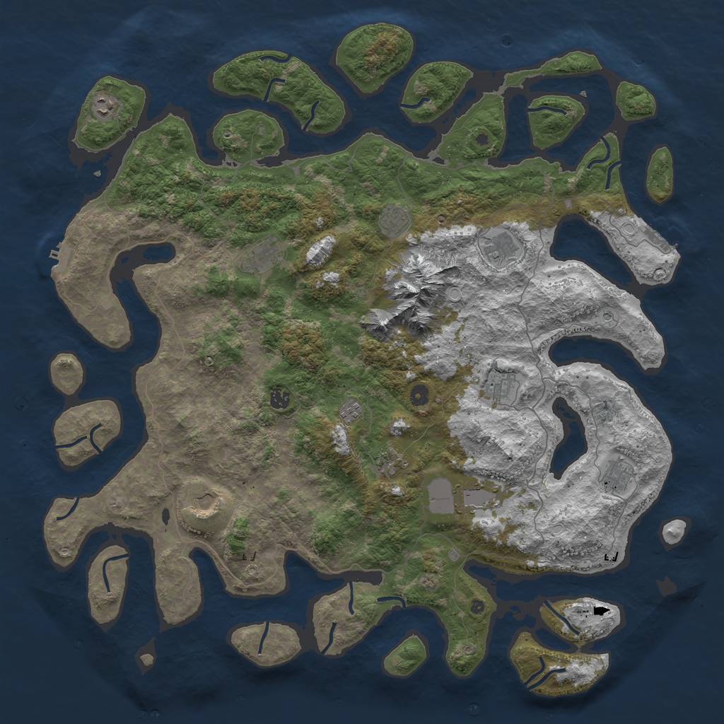 Rust Map: Procedural Map, Size: 5300, Seed: 228345301, 19 Monuments