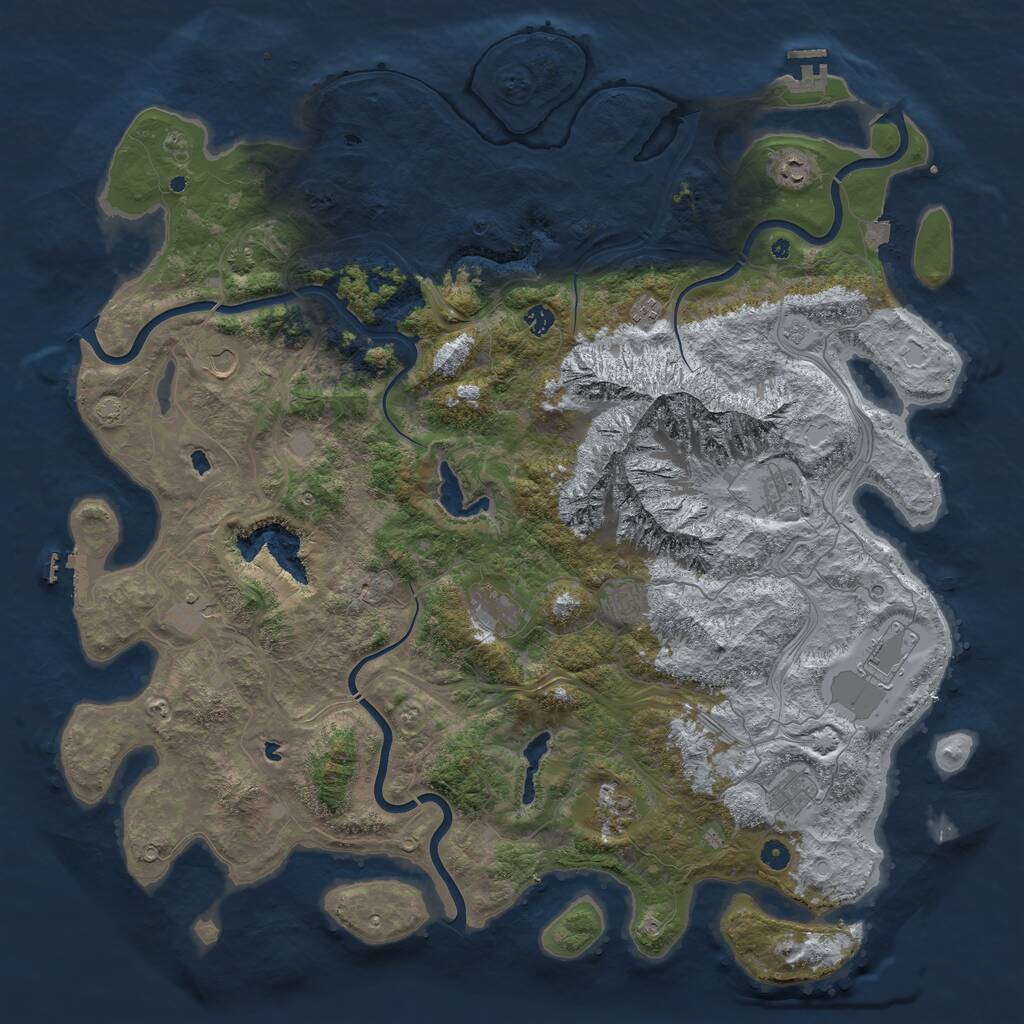 Rust Map: Procedural Map, Size: 5300, Seed: 228345301, 17 Monuments