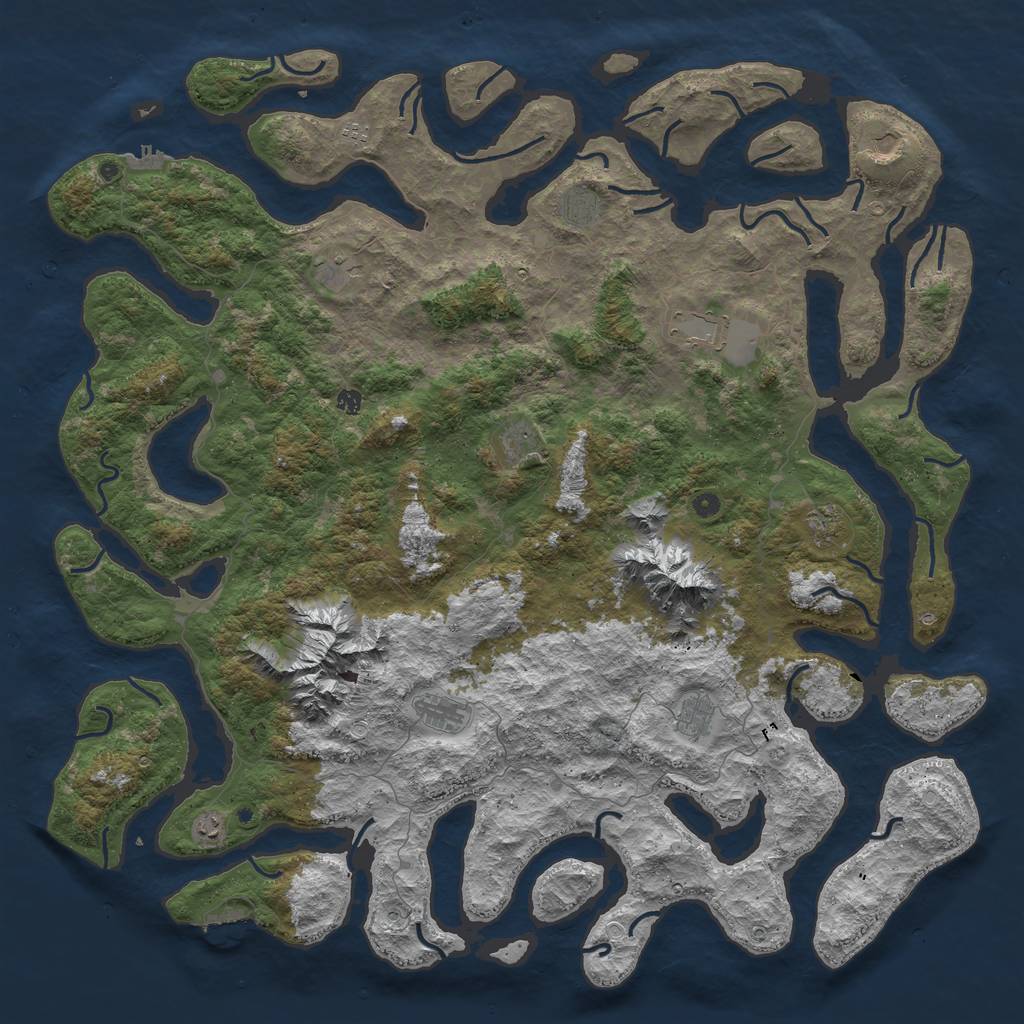 Rust Map: Procedural Map, Size: 6000, Seed: 1234367, 19 Monuments