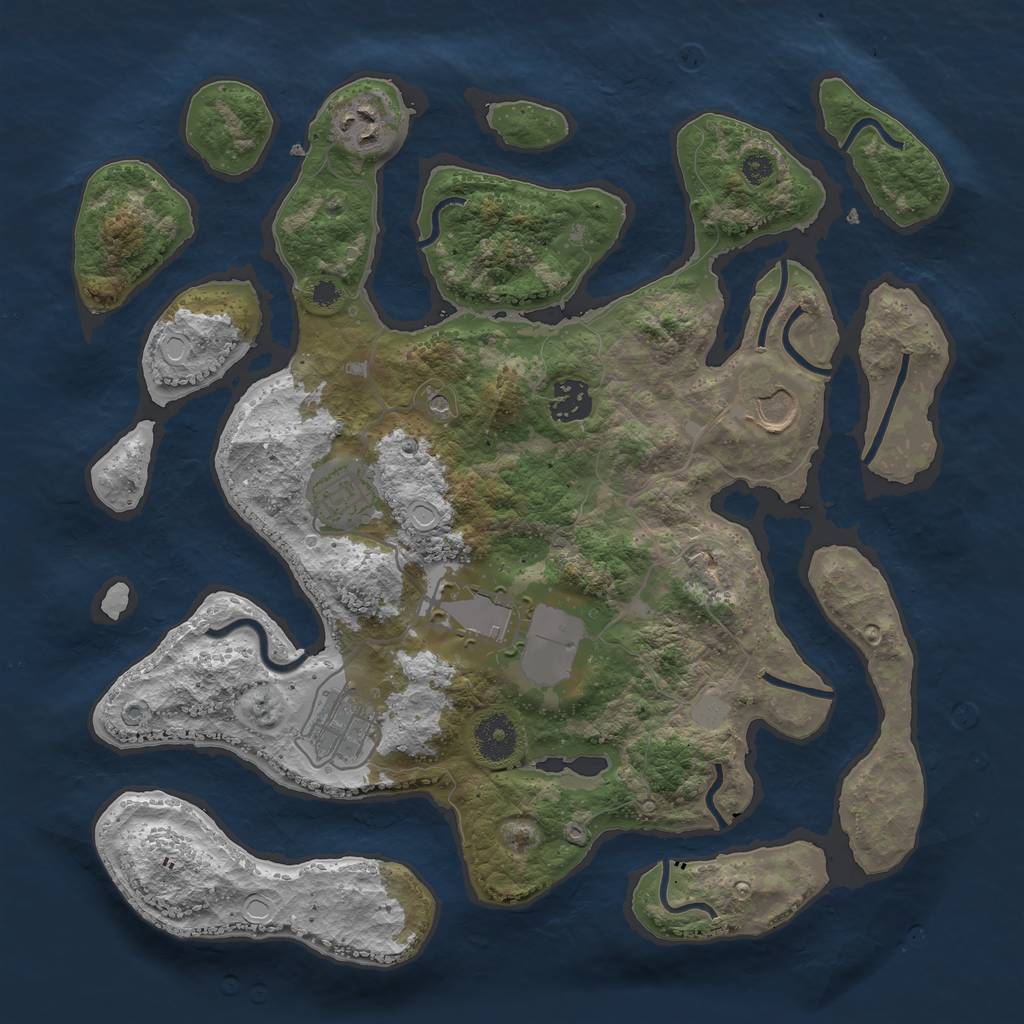 Rust Map: Procedural Map, Size: 3500, Seed: 1869343401, 12 Monuments