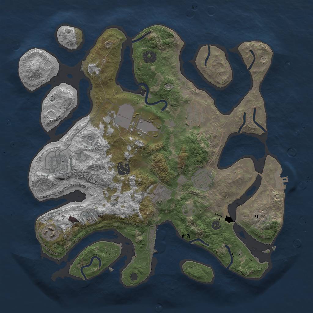 Rust Map: Procedural Map, Size: 3501, Seed: 12002, 16 Monuments