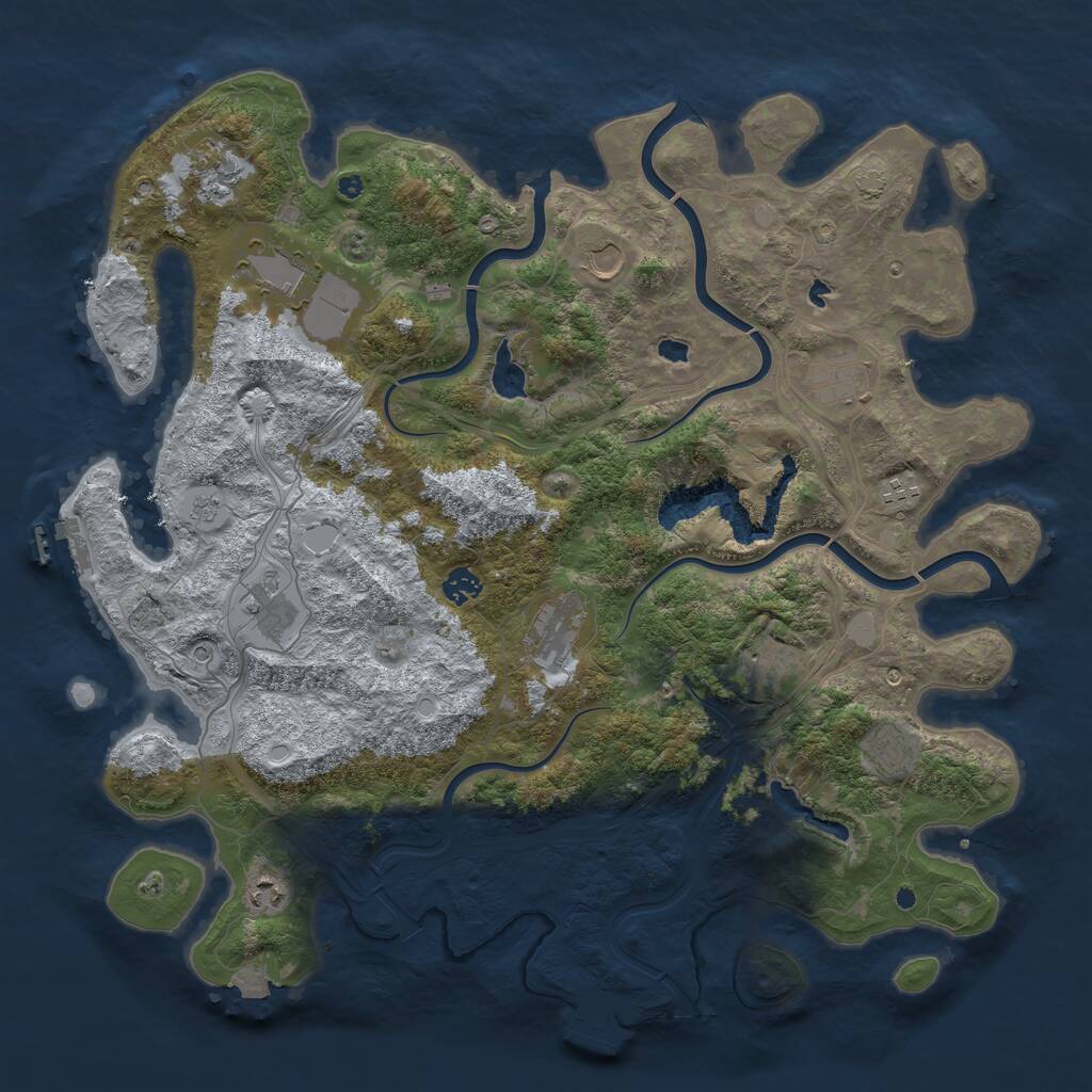 Rust Map: Procedural Map, Size: 4500, Seed: 1297232, 17 Monuments