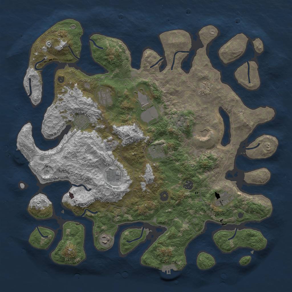 Rust Map: Procedural Map, Size: 4500, Seed: 1297232, 19 Monuments