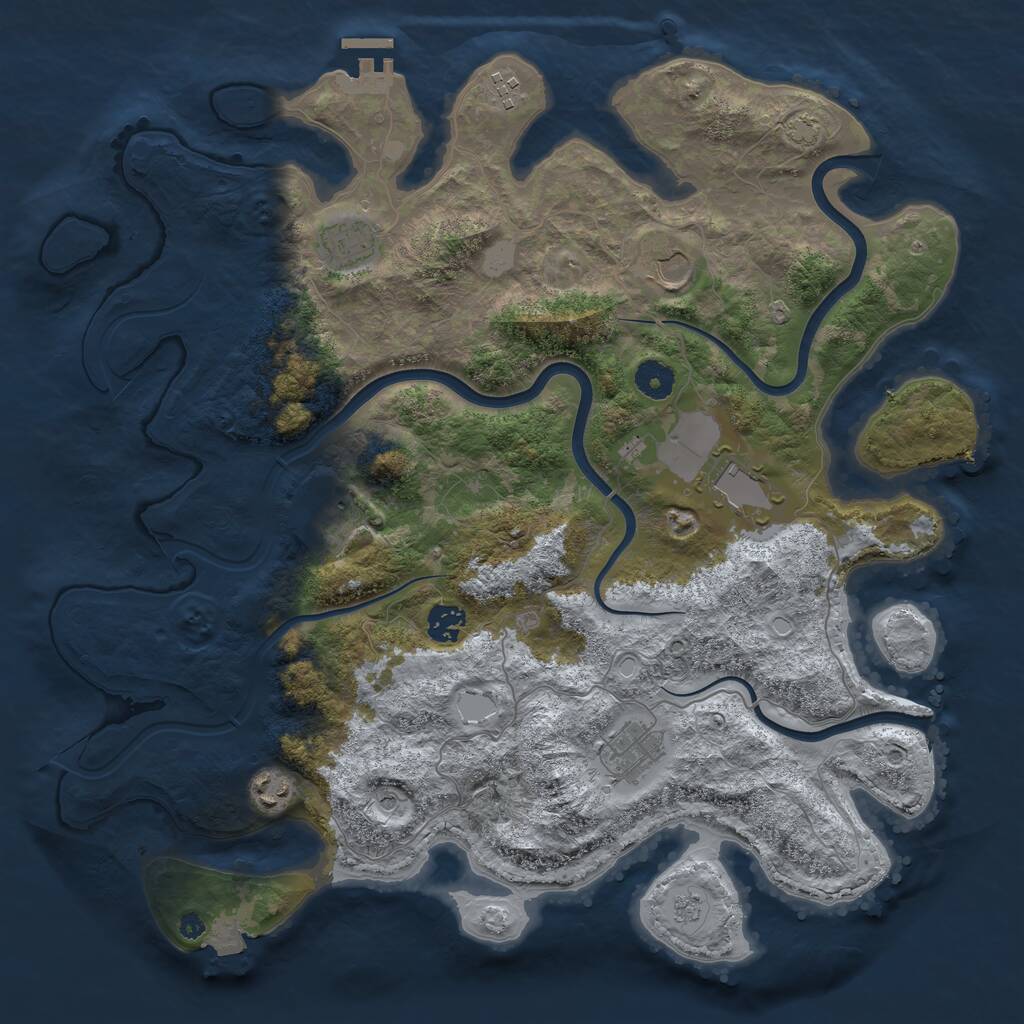 Rust Map: Procedural Map, Size: 3987, Seed: 60961796, 13 Monuments