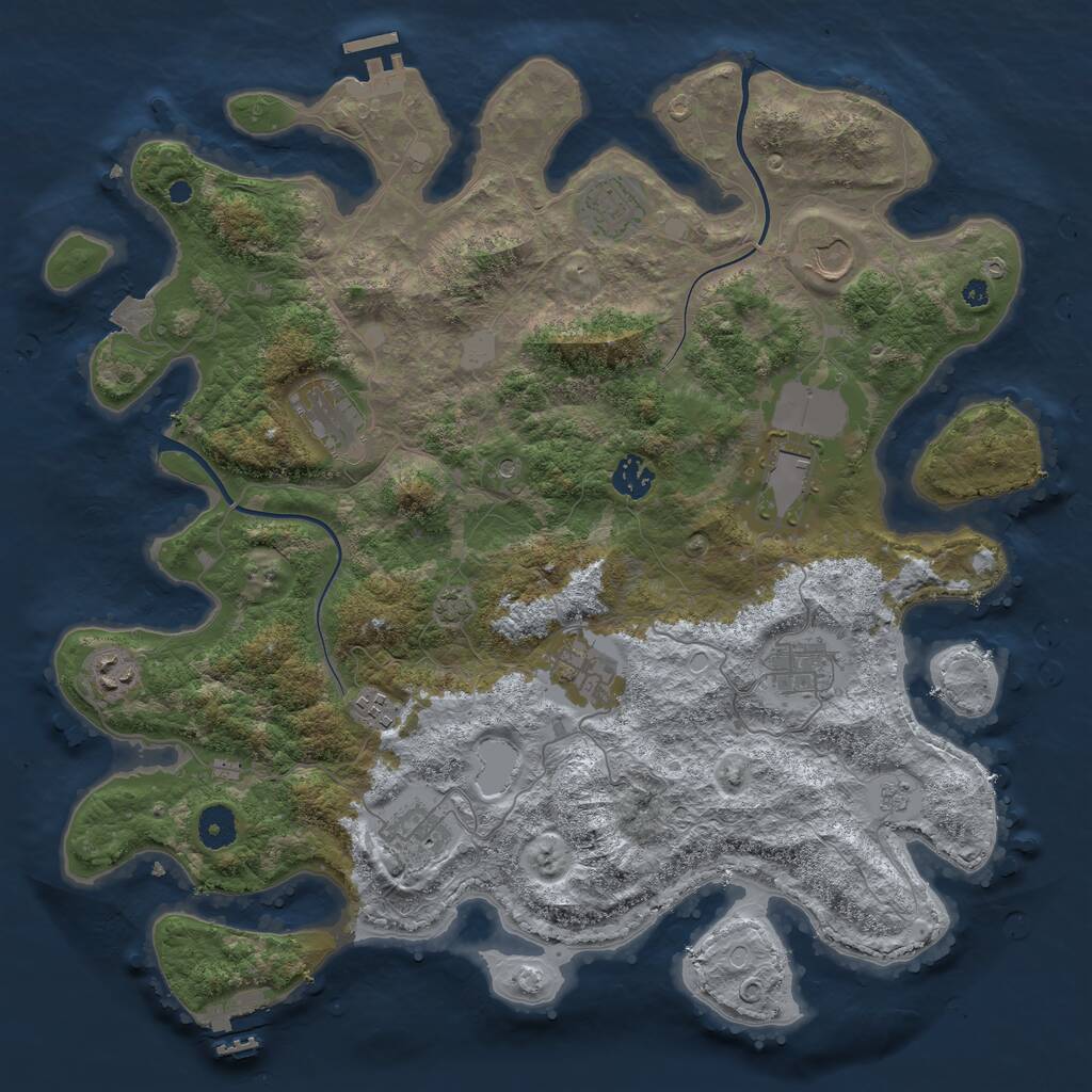 Rust Map: Procedural Map, Size: 3987, Seed: 60961796, 16 Monuments