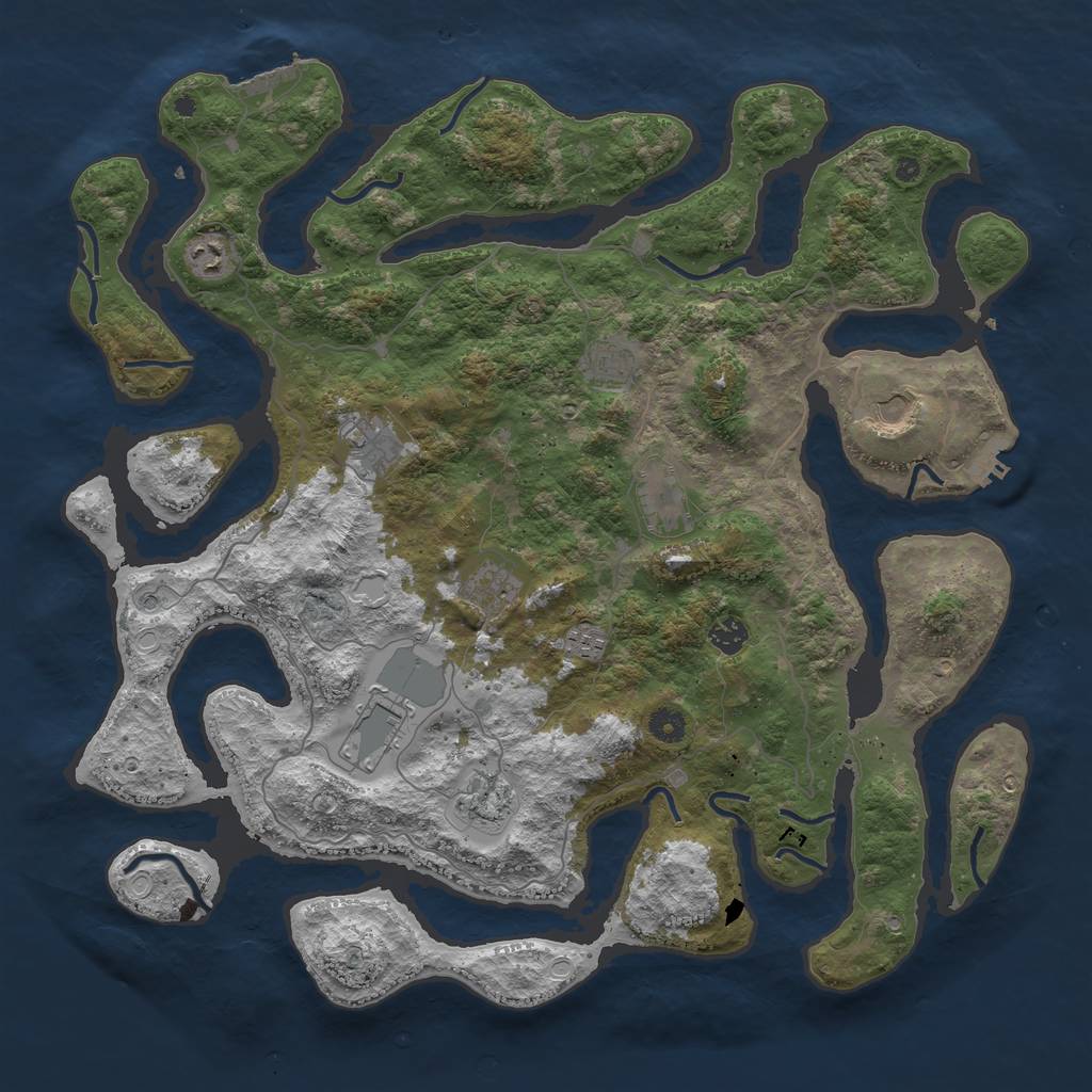 Rust Map: Procedural Map, Size: 4500, Seed: 532824557, 18 Monuments