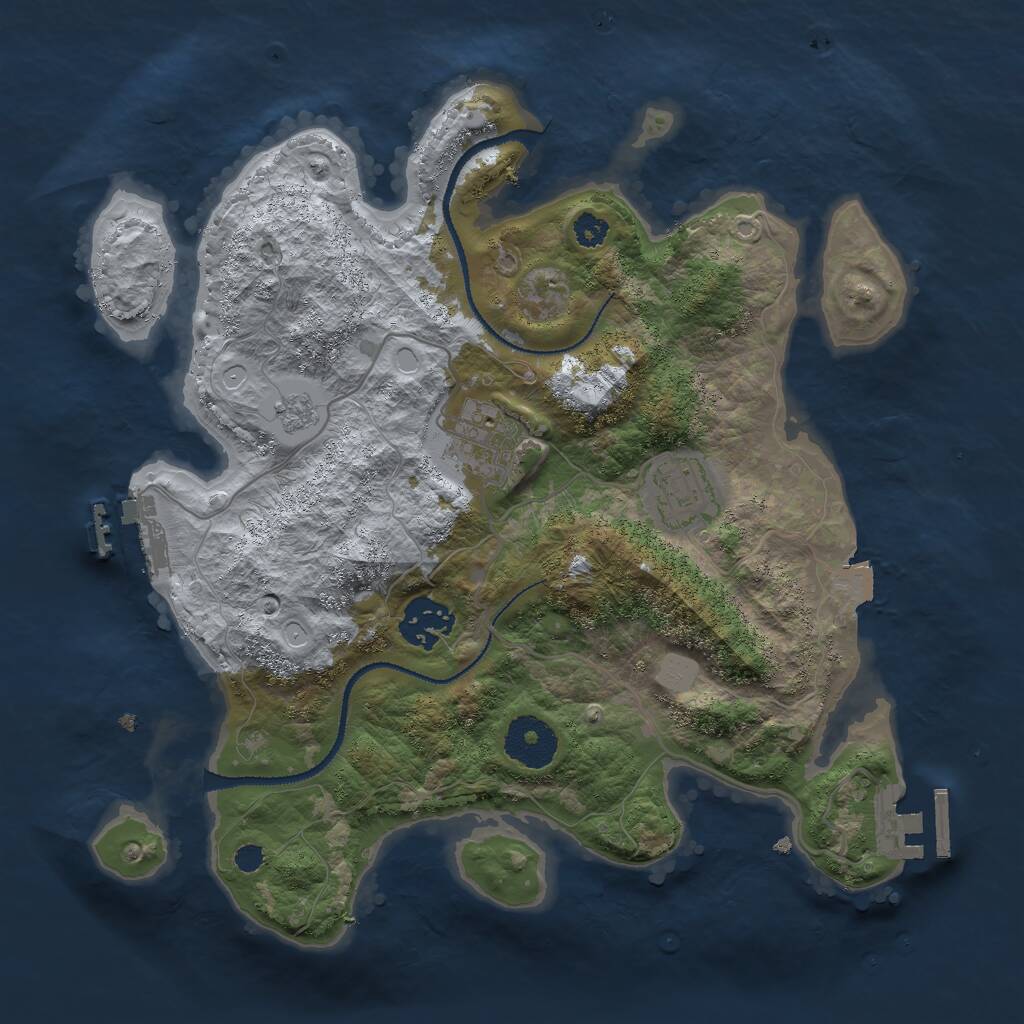 Rust Map: Procedural Map, Size: 3000, Seed: 776354085, 7 Monuments