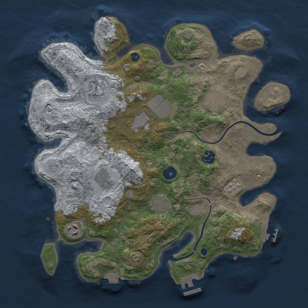 Rust Map: Procedural Map, Size: 3500, Seed: 2040899185, 14 Monuments