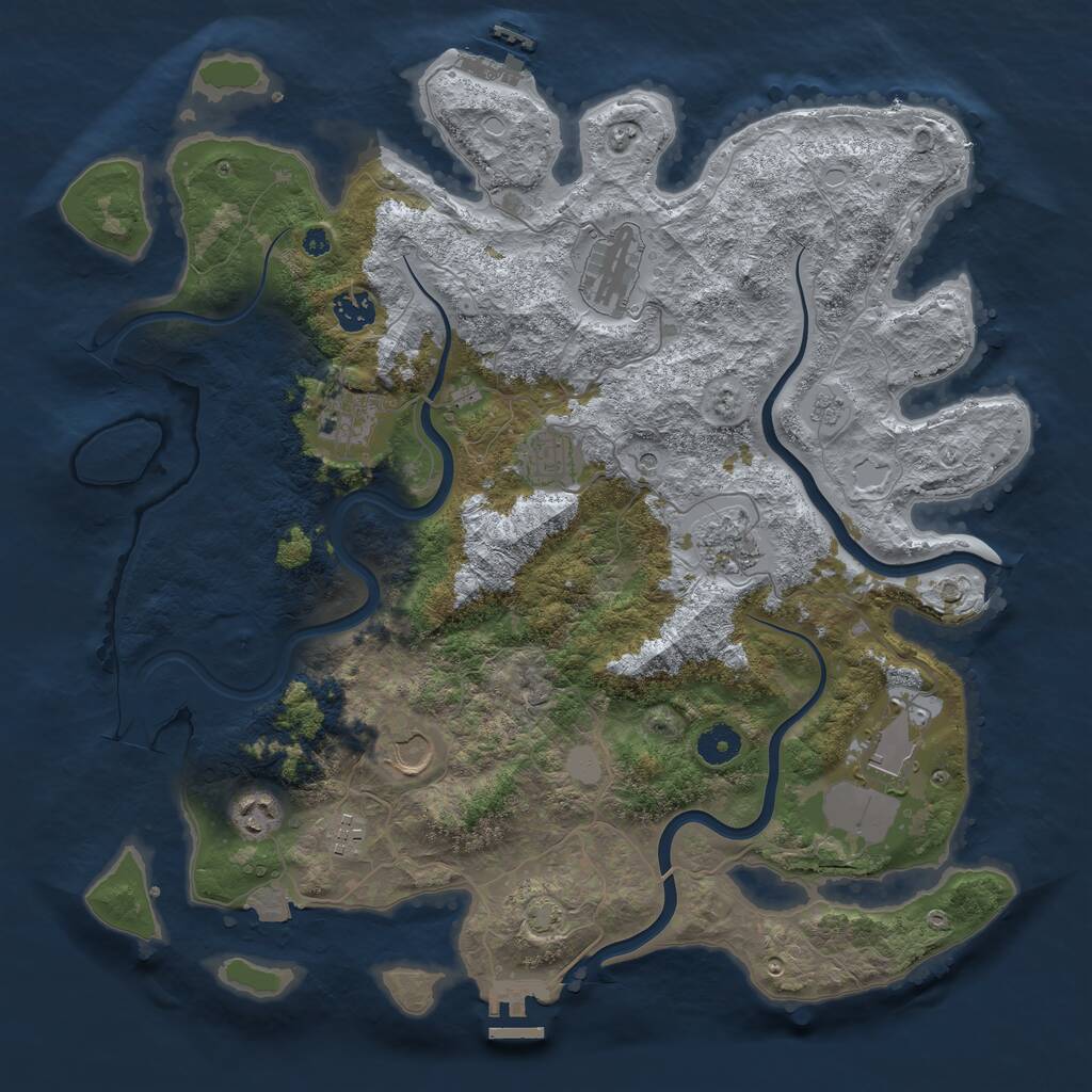 Rust Map: Procedural Map, Size: 3987, Seed: 50951723, 15 Monuments