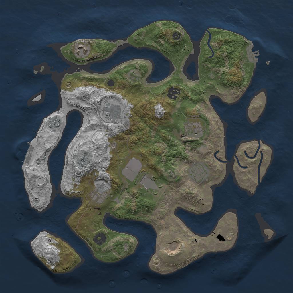 Rust Map: Procedural Map, Size: 3600, Seed: 1759283481, 17 Monuments