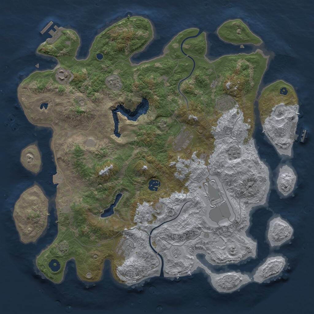 Rust Map: Procedural Map, Size: 4000, Seed: 1434910876, 13 Monuments