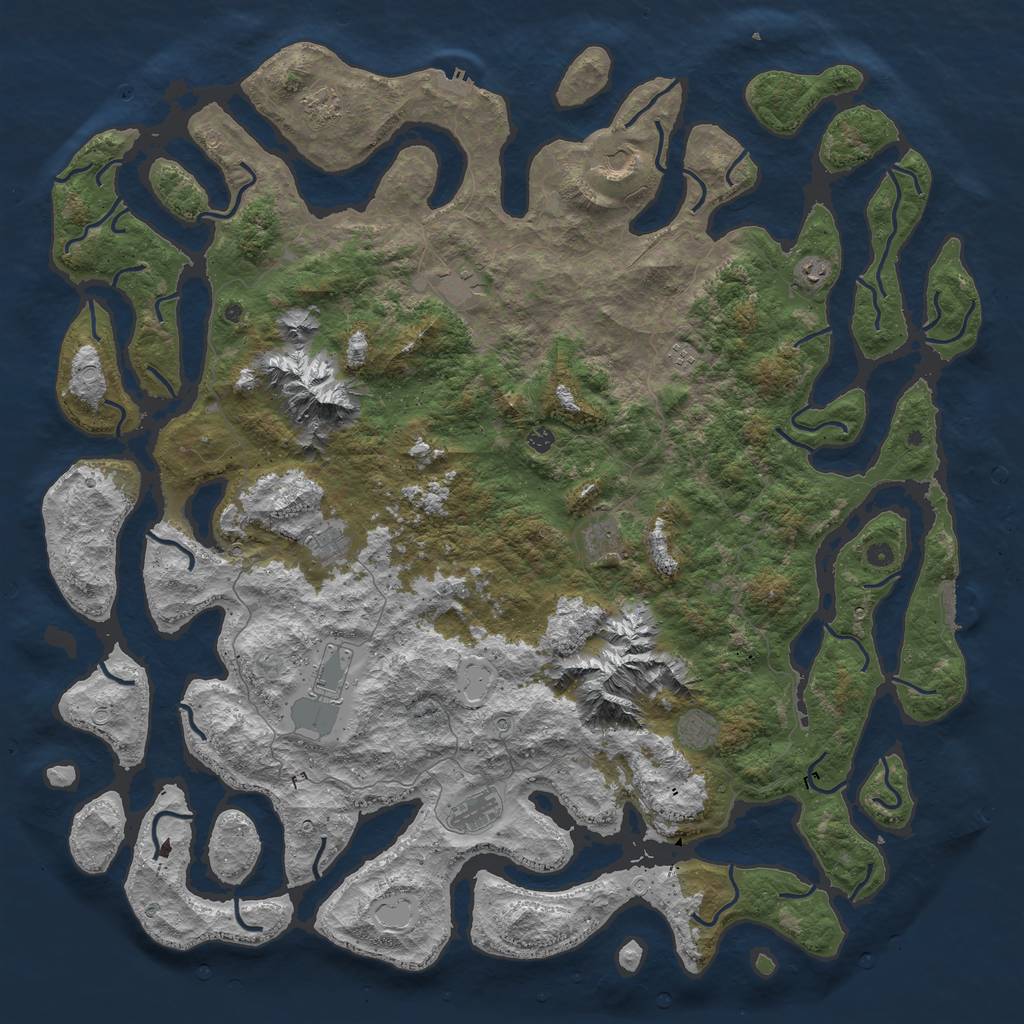 Rust Map: Procedural Map, Size: 6000, Seed: 2147483643, 19 Monuments