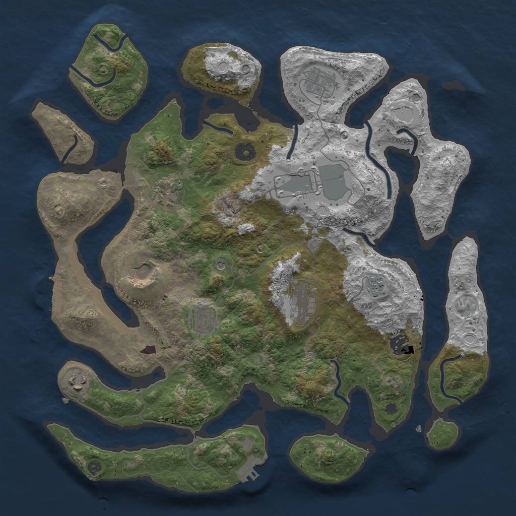 Rust Map: Procedural Map, Size: 3850, Seed: 167256320, 17 Monuments