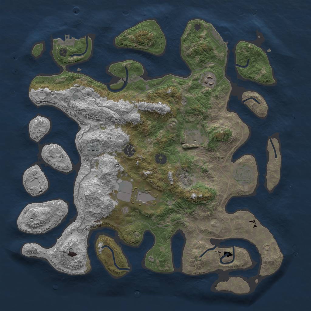 Rust Map: Procedural Map, Size: 4000, Seed: 65284945, 14 Monuments