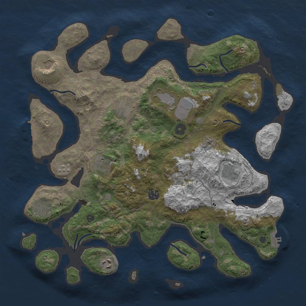 Rust Map: Procedural Map, Size: 4000, Seed: 187253491, 17 Monuments