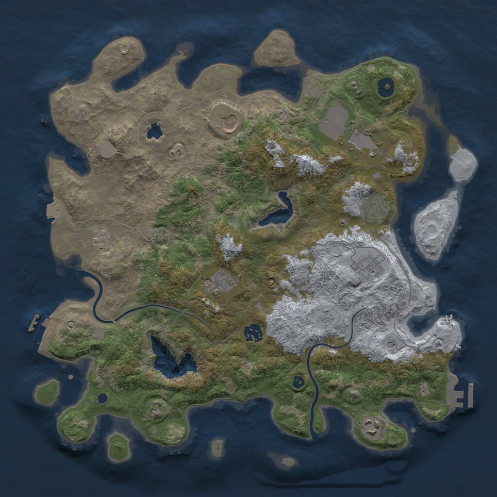 Rust Map: Procedural Map, Size: 4000, Seed: 187253491, 14 Monuments