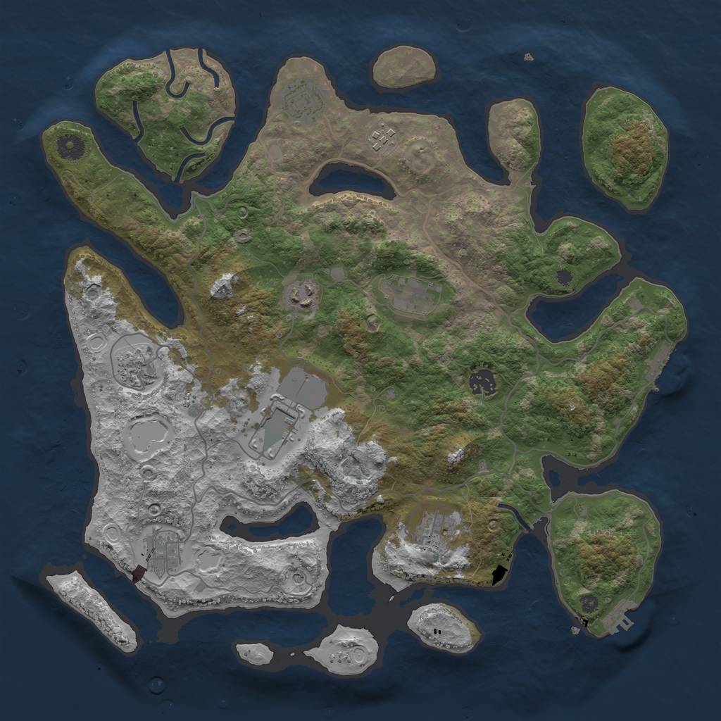 Rust Map: Procedural Map, Size: 4000, Seed: 590287957, 17 Monuments