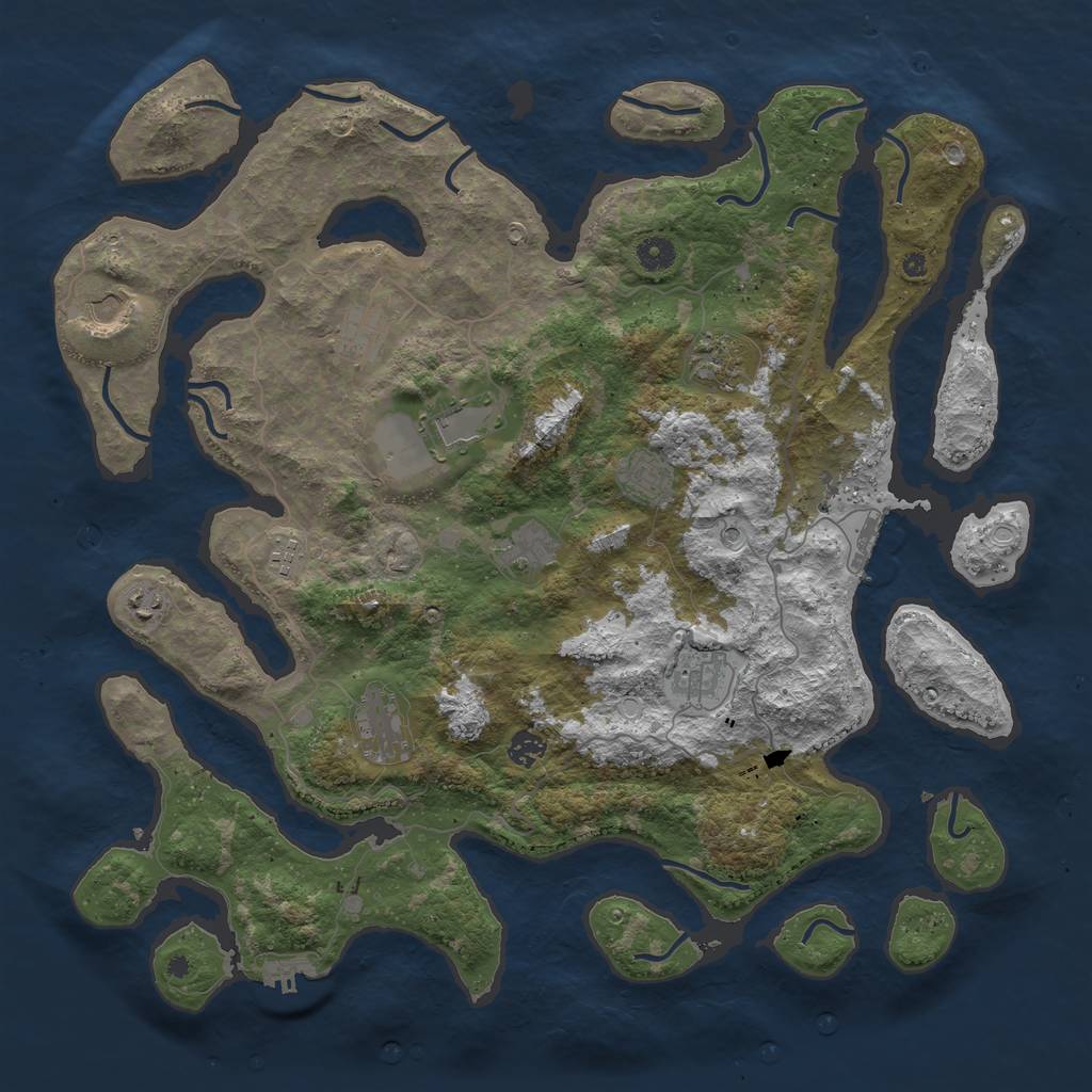 Rust Map: Procedural Map, Size: 4500, Seed: 1846326542, 19 Monuments