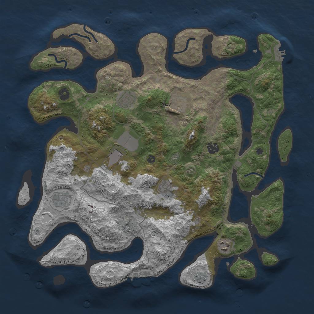 Rust Map: Procedural Map, Size: 4000, Seed: 59739242, 16 Monuments